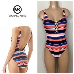 New. Michael Kors stripe swimsuit. Normally $126